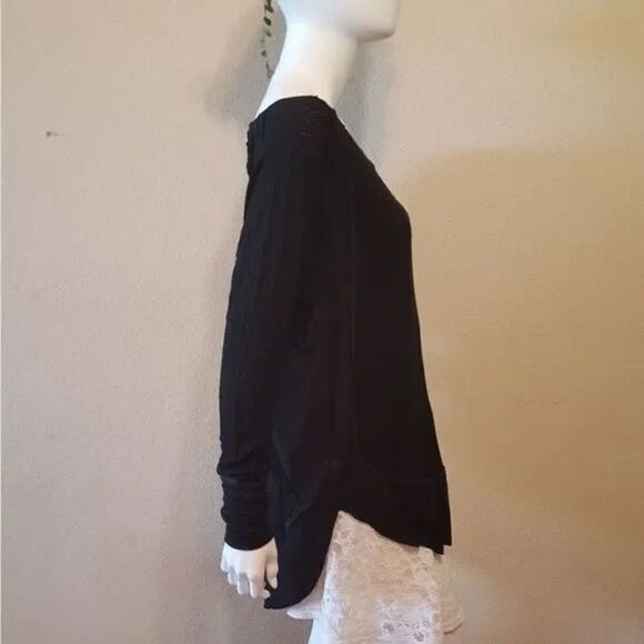 Free People Catalina V-Neck Thermal Top - size Small in Black. - Picture 5 of 11